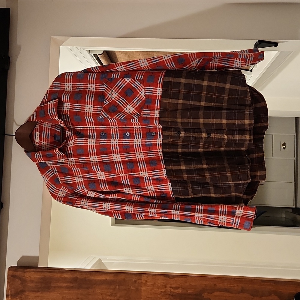 Urban Renewal-Spliced button-down flannel from Urban Outfitters